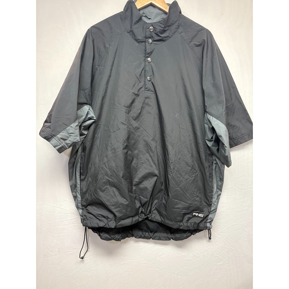 Ping Windbreaker Jacket Mens‎ Black Short Sleeve Pullover Golf Outdoor XL